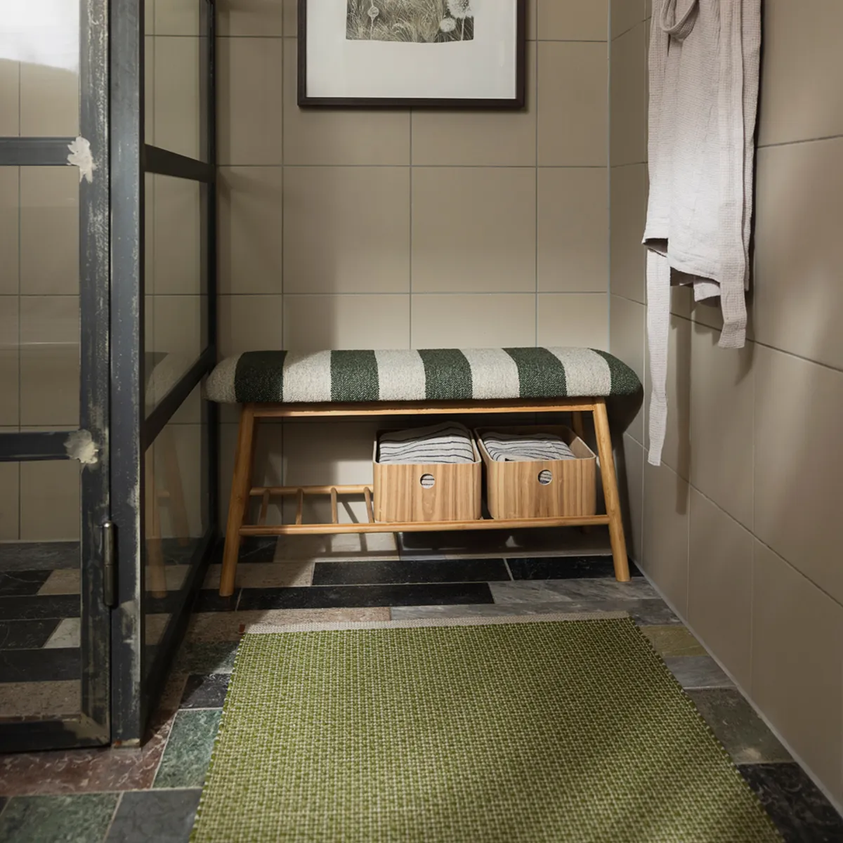 Tvättbar Plastmatta NILS Dark Olive 70x120 cm