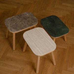Paff Sidobord Högt Ek/Green Marble