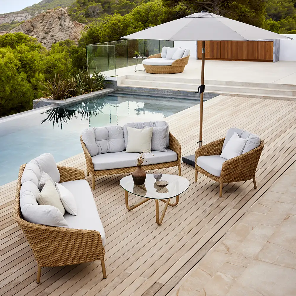 Sunshade parasoll 300 cm Taupe / Wood look 