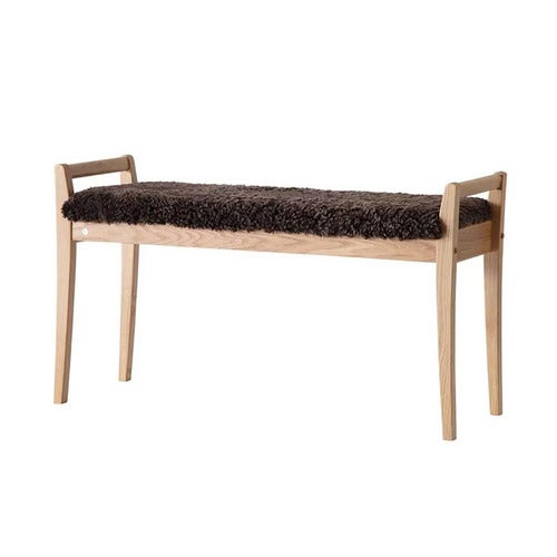 Meja Bänk Lackad Ek/Fårskinn Brun