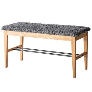 Cora Bänk Lackad Ek/Fårskinnslook Mörkgrå