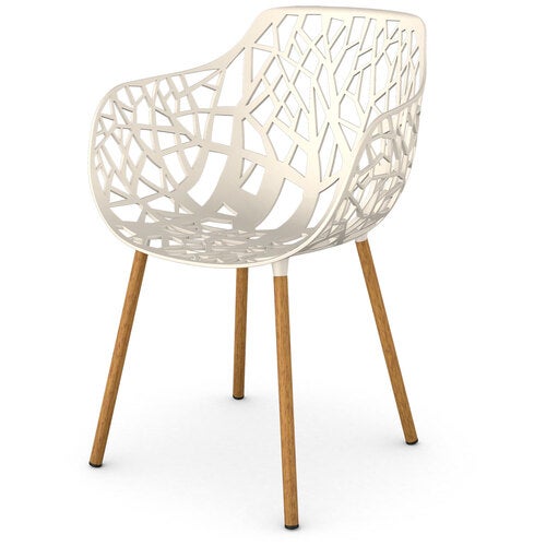 Forest karmstol med Iroko klädda ben Creamy White 