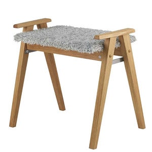 Alme Pall Lackad Ek/Fårskinnslook ljusgrå