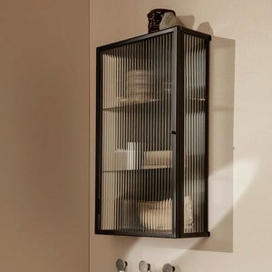 Haze Vägghängt Skåp - Reeded Glass - Black