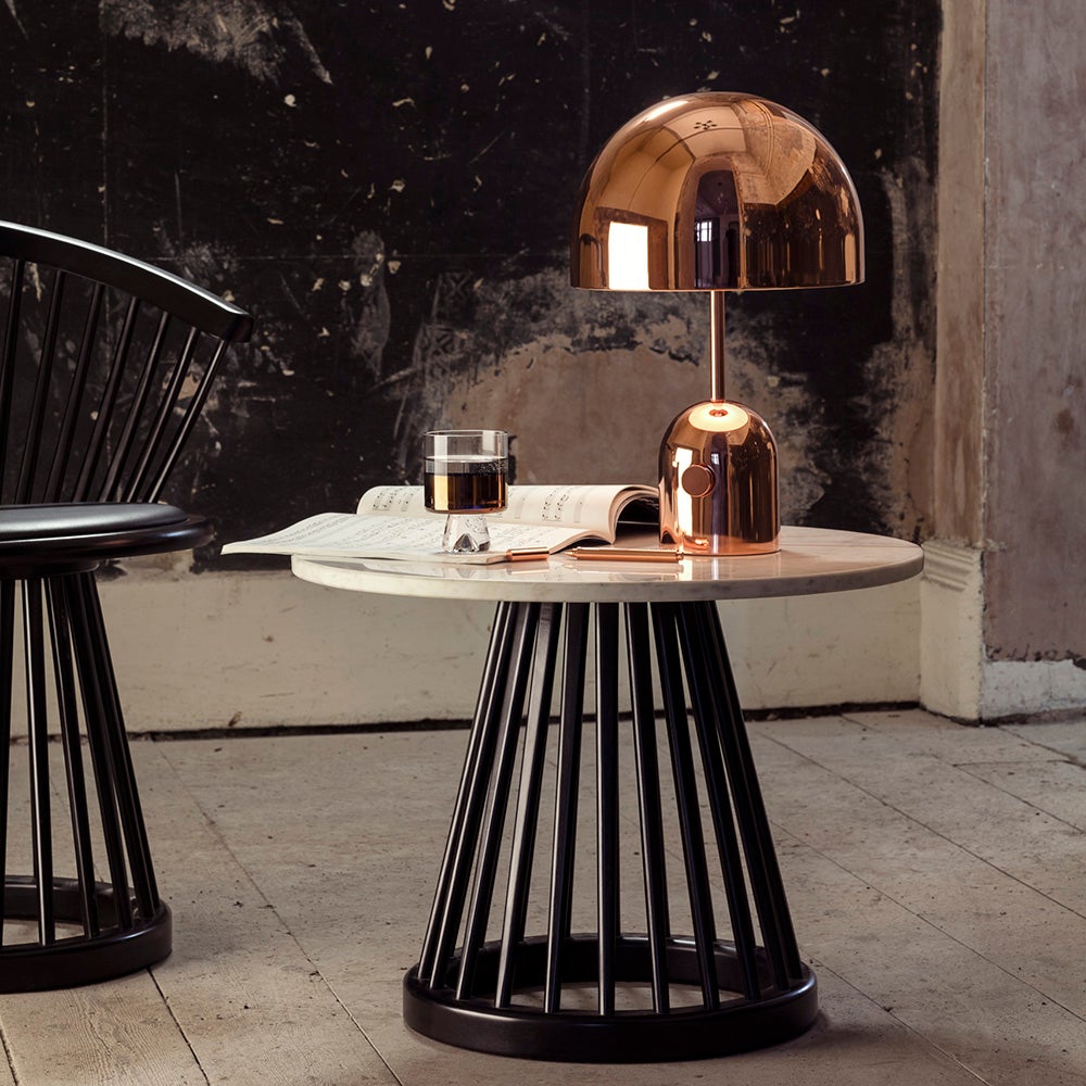 Fan bord svart stenskiva 60 cm vit