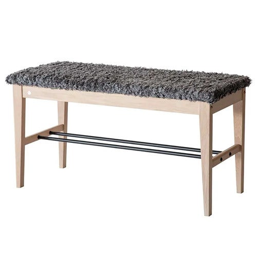 Cora Bänk Vitoljad Ek/Fårskinnslook Mörkgrå