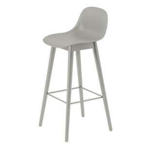 Fiber barstol hög Wood Base - 75 cm - Grey/Grey