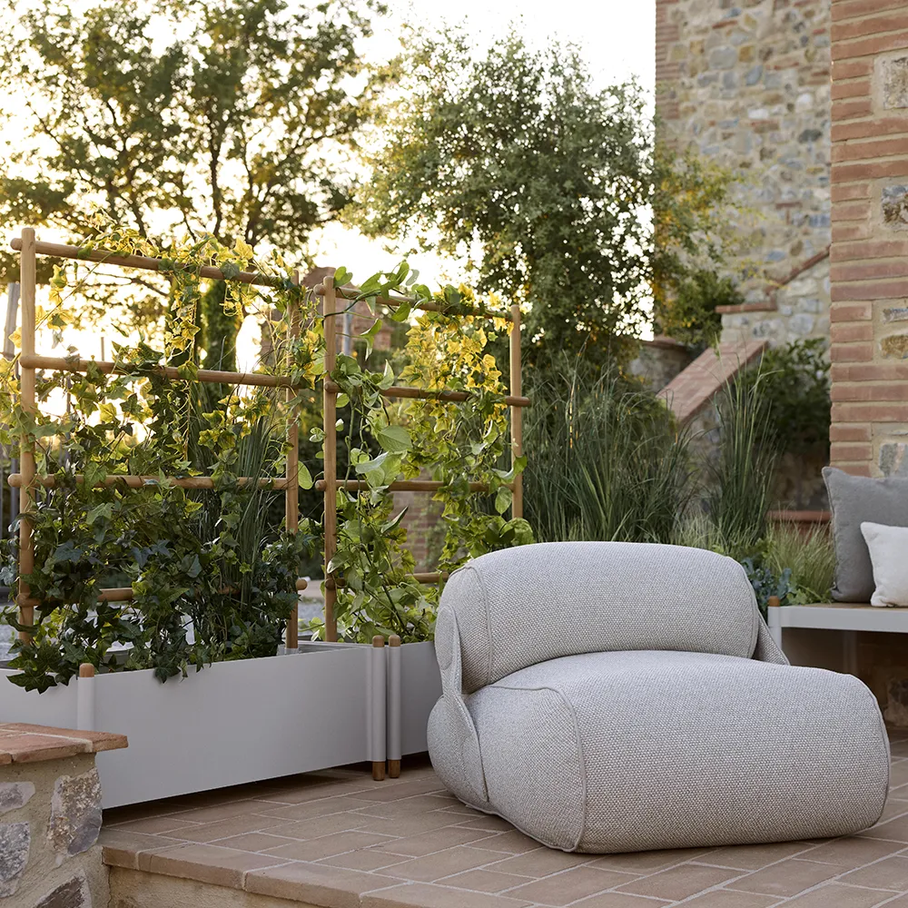 Sticks planter 103x58 cm med ställning Teak/Grey