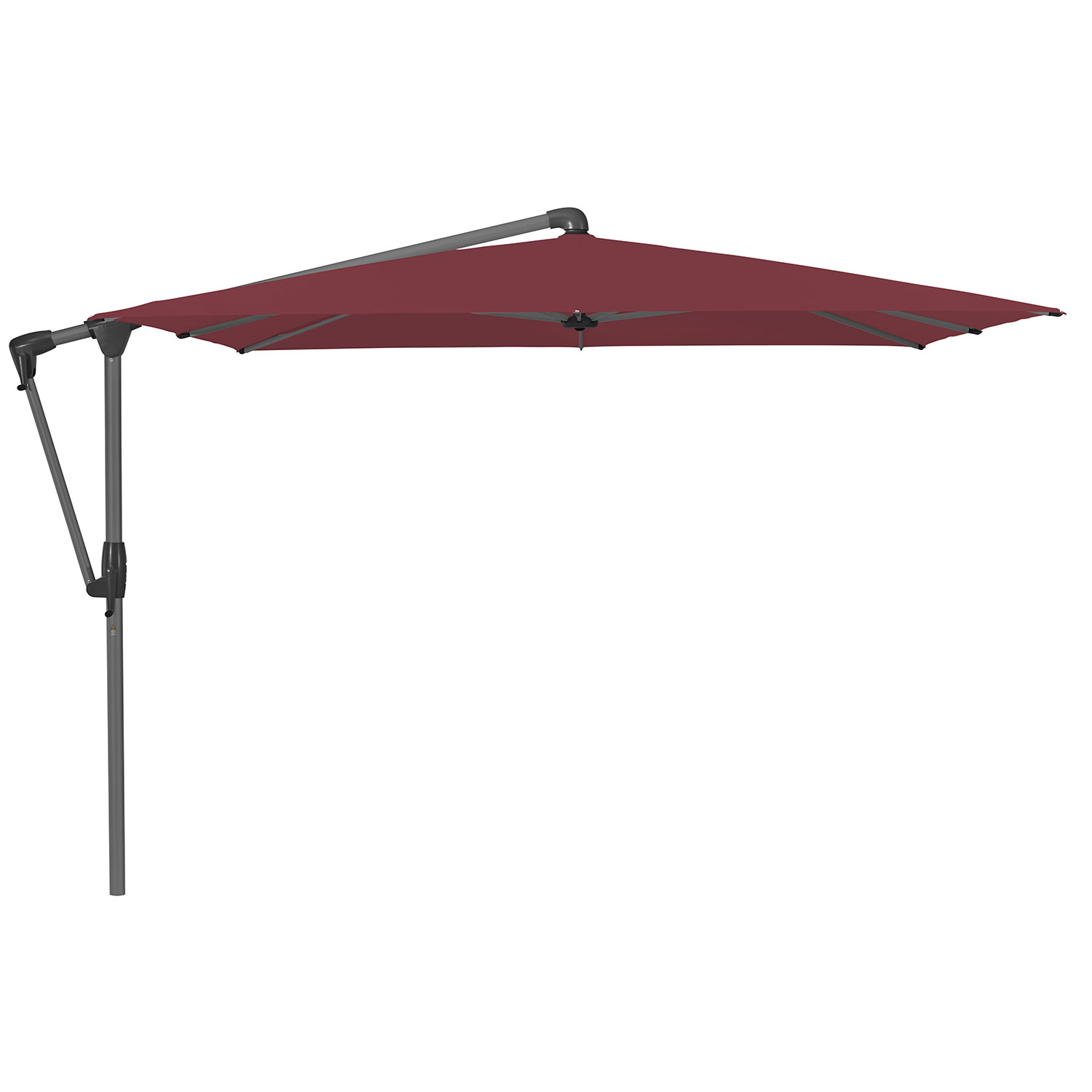 Glatz Sunwing Casa frihängande parasoll 270×270 cm kat.4 antracite alu / 436 wine