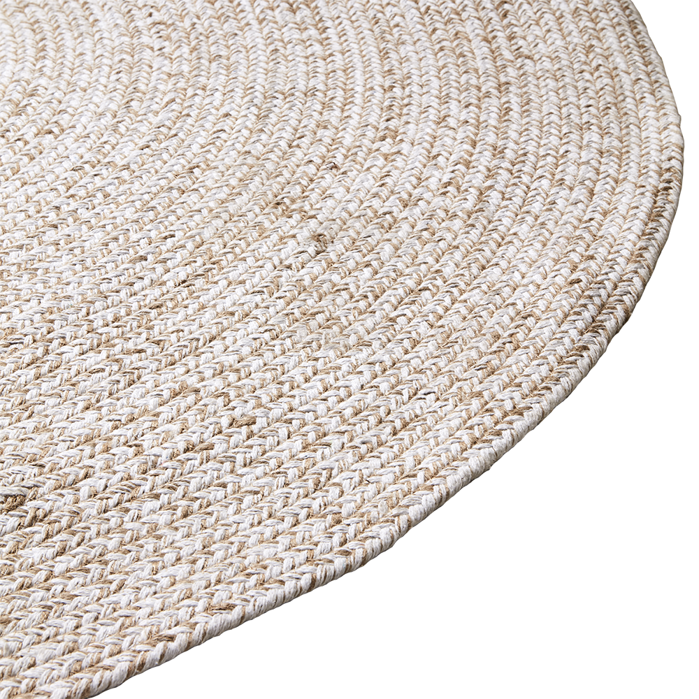 JUNI matta natur/vit Ø150 cm