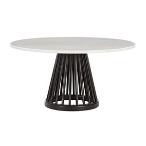 Fan bord svart stenskiva 90 cm vit