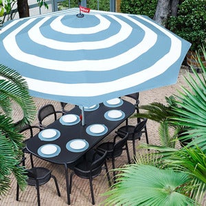 Stripesol parasoll wave blue inkl. fot light grey