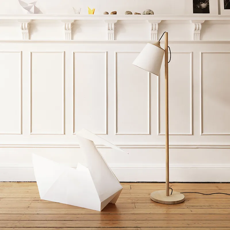 Pull golvlampa - Oak/White