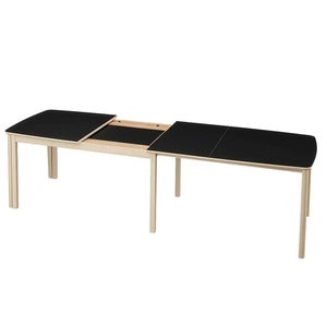 SM107 Matbord 101x160-316-368 cm Vitoljad ek - Svart nanolaminat