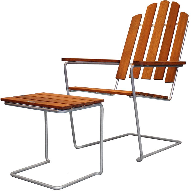 A3 solstol Obehandlad Teak / Varmförzinkat Stativ