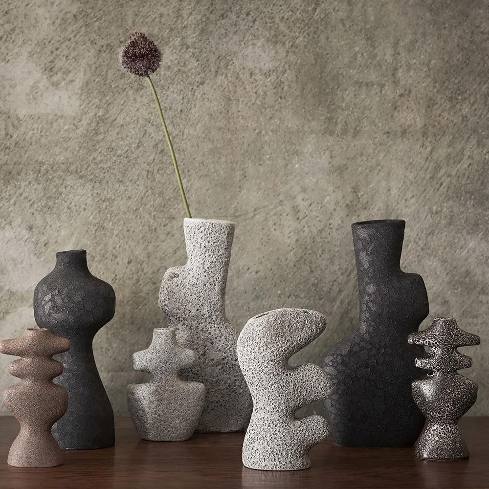 Yara Candle Holder - Medium - Grey Pumice