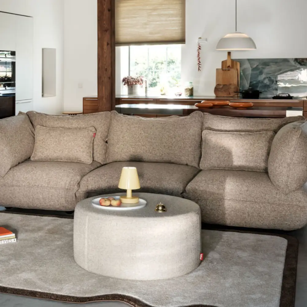 recycled puff kudde boucle brown