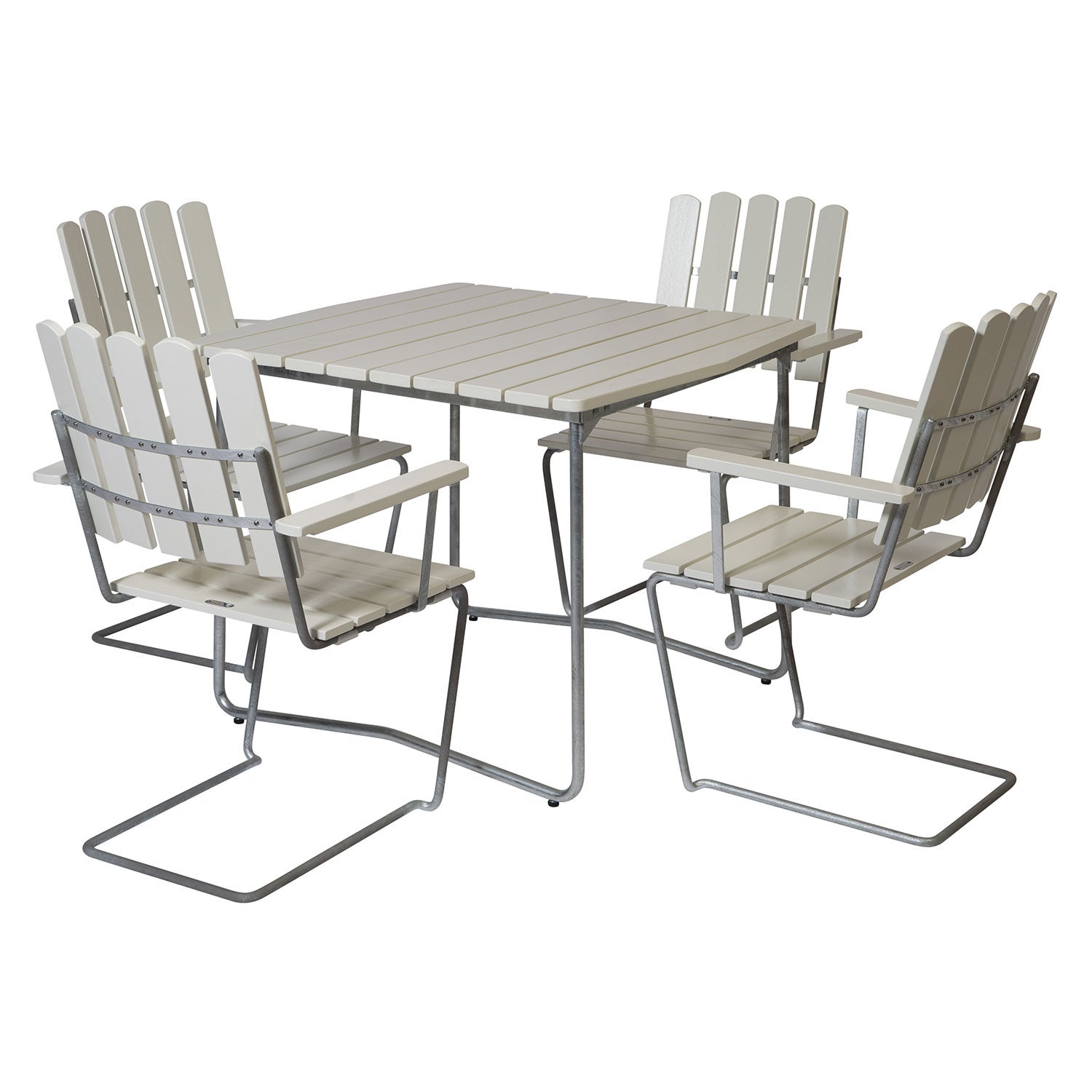 A2 Fåtölj Vitlackad Ek / Varmförzinkat Stativ