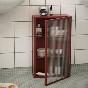 Haze Wall Cabinet - Reeded Glass - Oxide Red