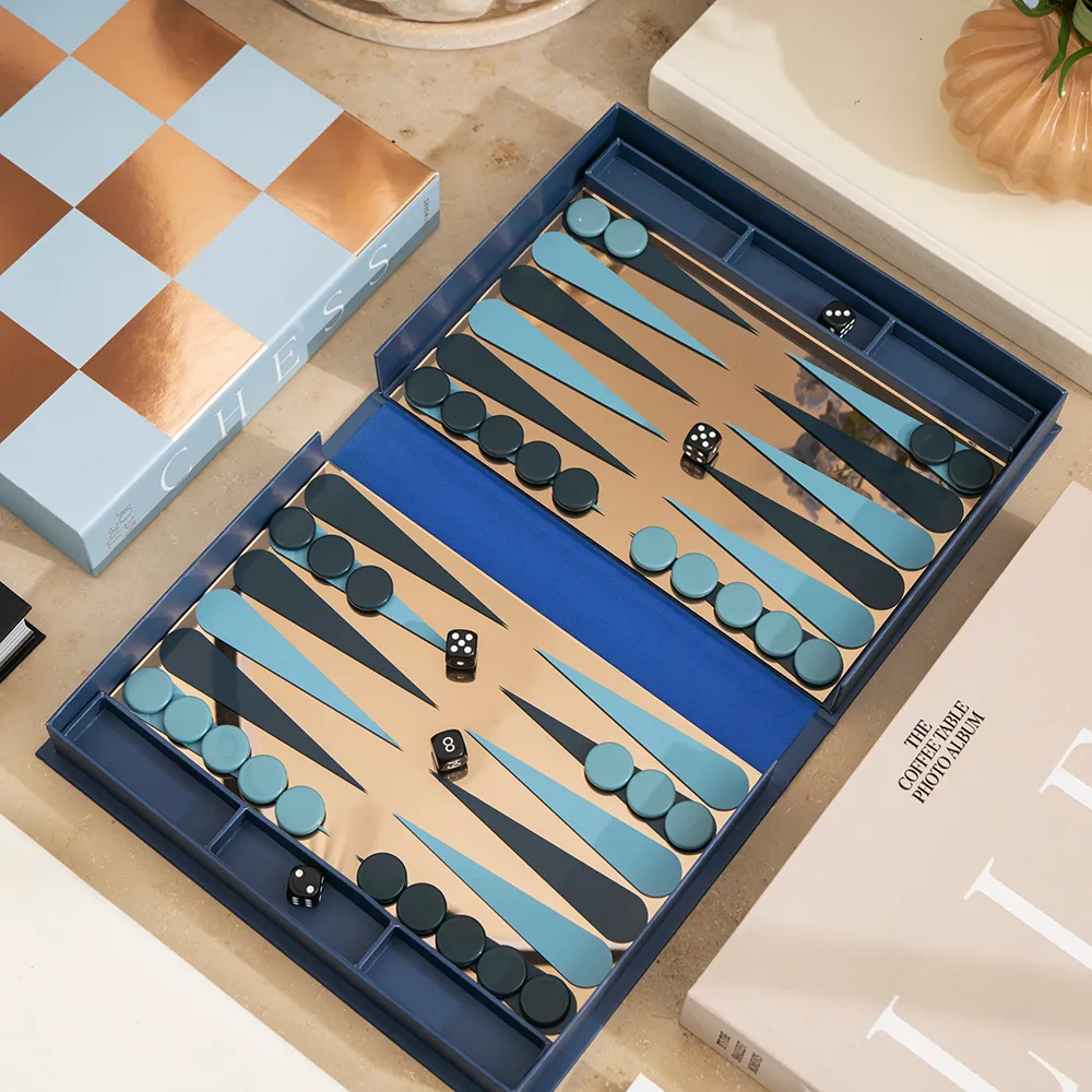 Classic – Spegelbackgammon, Dark Blue/Copper Printworks