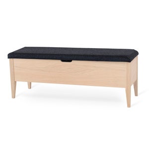 Klinte bänk 120 cm vitoljad ek med Nojus ulltyg