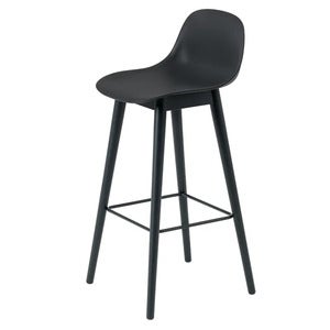 Fiber barstol hög Wood Base - 75 cm - Black/Anthracite