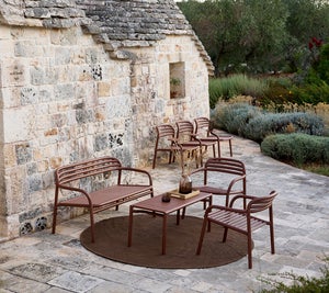 Bliss loungefåtölj, stapelbar Desert red, aluminium