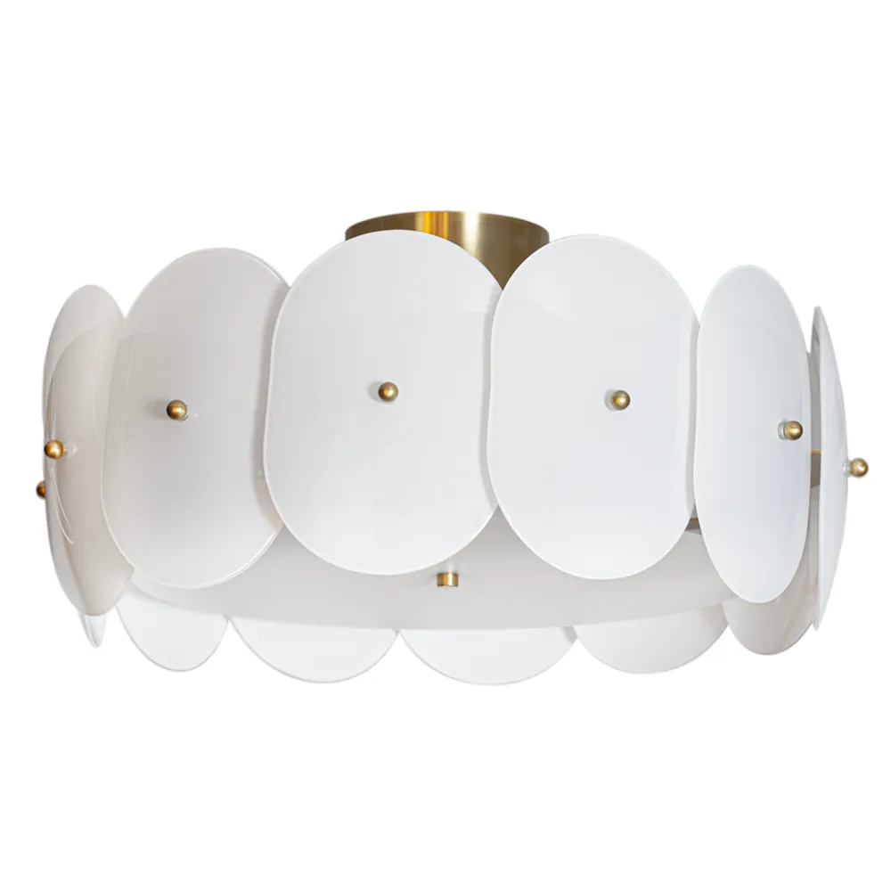 Omlott plafond Ø53cm mässing/vit