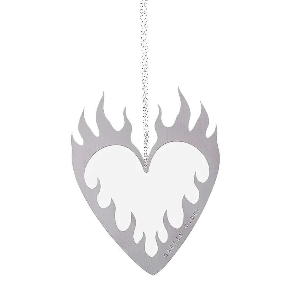 Garden Glory Flaming Heart Ornament Sliver