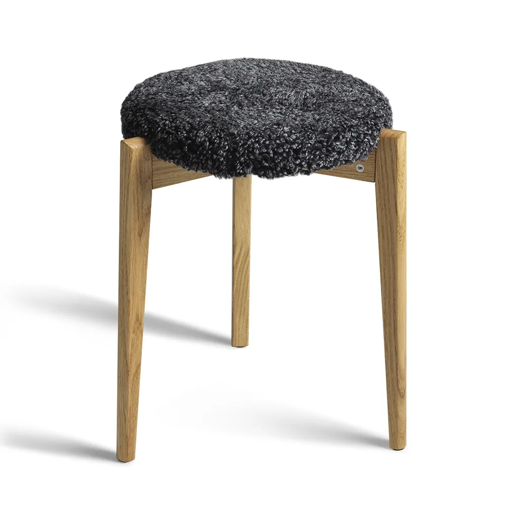 Vinz Pall Oljad Ek/Fårskinn Mörkgrå