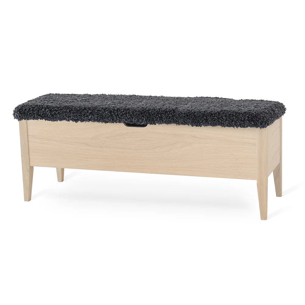 Klinte  bänk 120 cm vitoljad ek med fårpälsimitation
