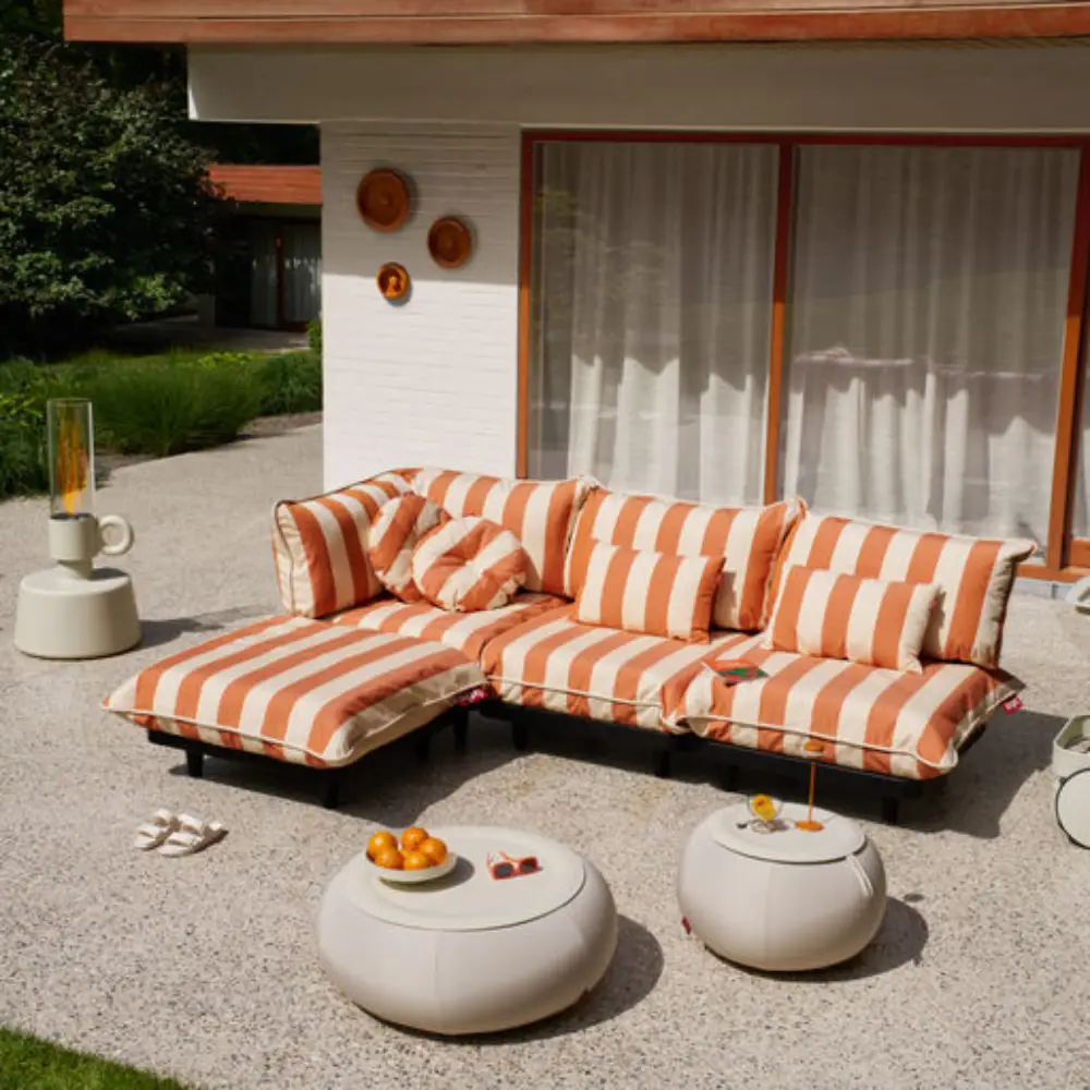 king kudde 66x40 cm stripe orange creme