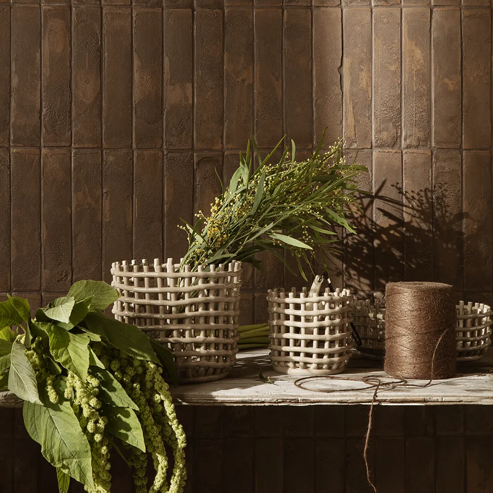 Ceramic Flätad korg - Small - Cashmere