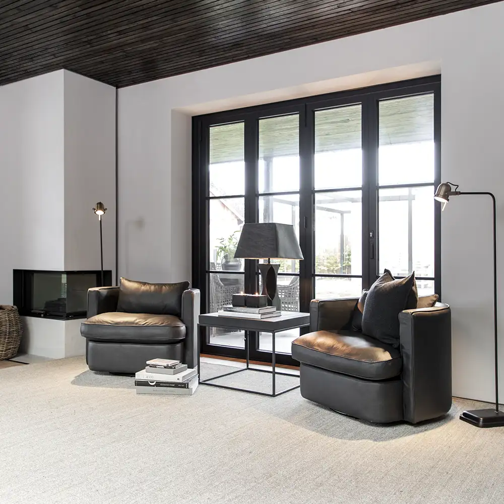 Snurrfåtölj Joan Anthracite leather