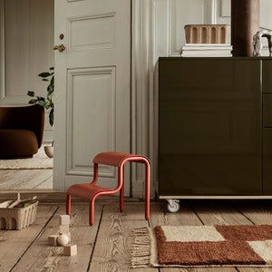 Mara Handknuten Matta 120x80 cm Dk Brick/Off-W