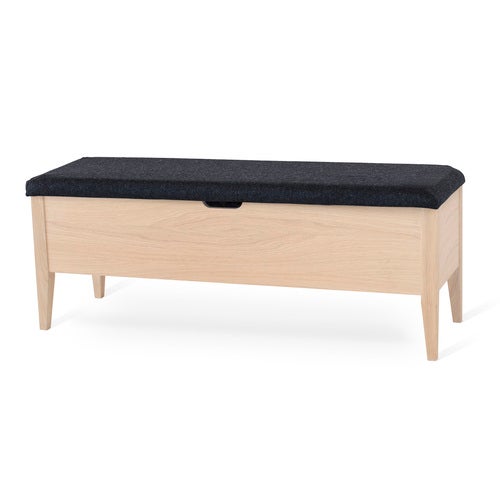Klinte bänk 120 cm vitoljad ek med Nojus ulltyg
