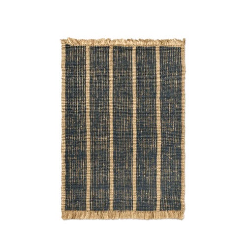 Athens Handvävd Jutematta 140x200 cm- Natural/Ink Blue
