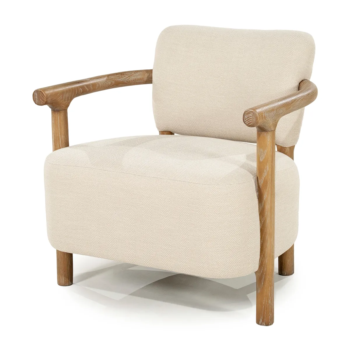 Karmfåtölj i Askträ Glenn Herringbone Beige
