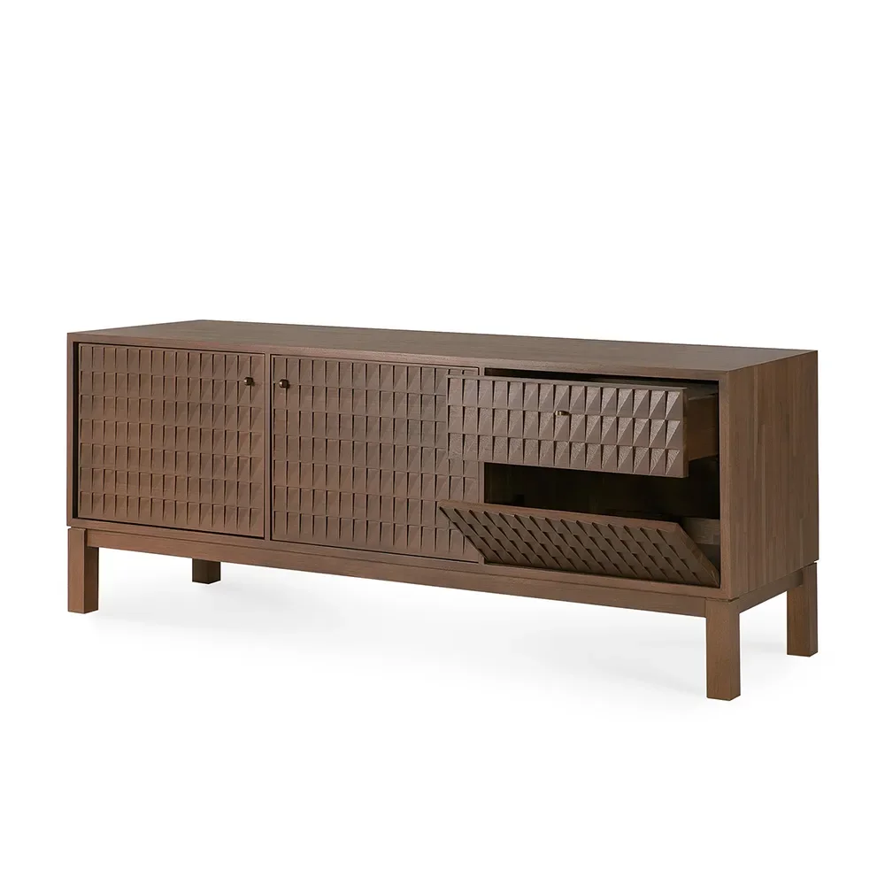 TV-bänk i teak Sono Light Brown L160 cm
