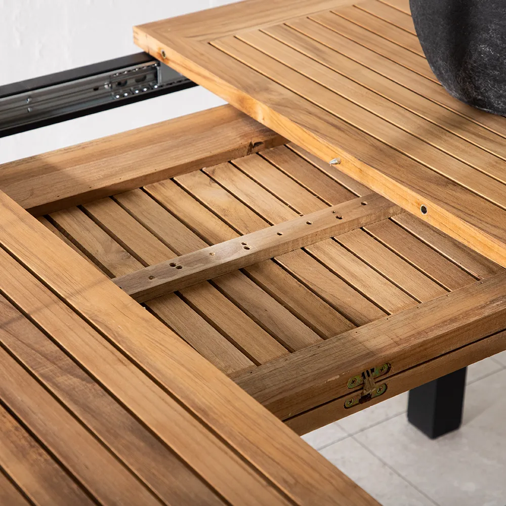 Panama Matbord 160-240x90 cm Svart/Teak