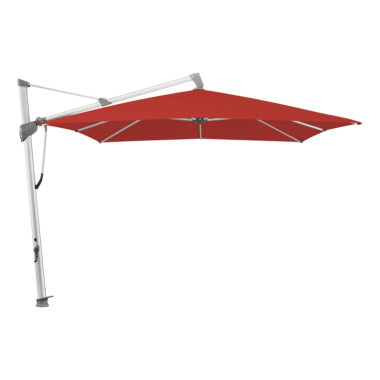 Sombrano S+ frihängande parasoll 350×350 cm kat.4 anodizerad alu / 403 carmine