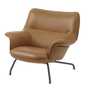 Doze Lounge Chair Low Back Tube Base - Refine Leather Cognac Anthracit