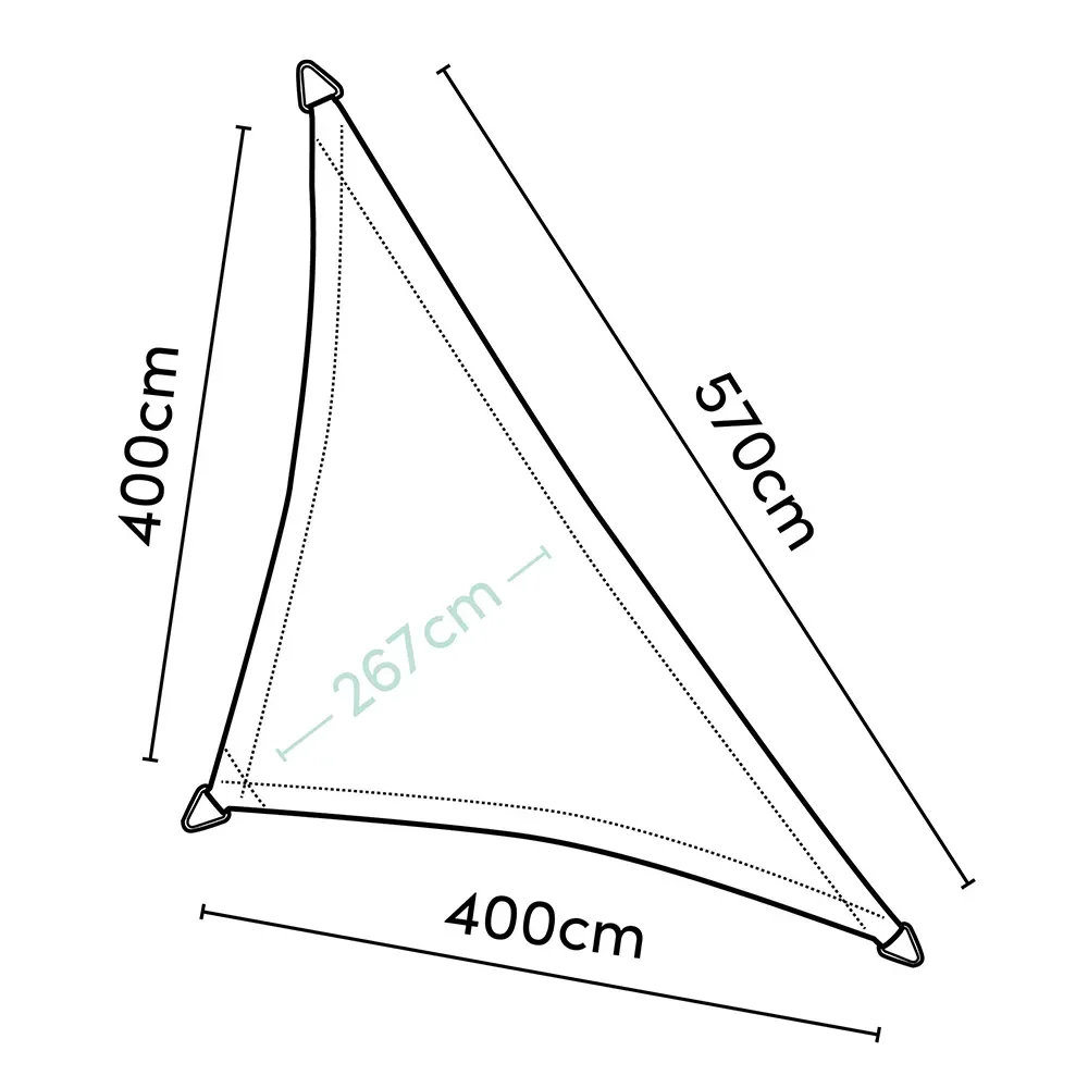 Coolfit solsegel triangulärt 90° 400x570cm grå