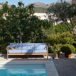 Virkelyst 3-Seater Sea Blue Stripe Teak 