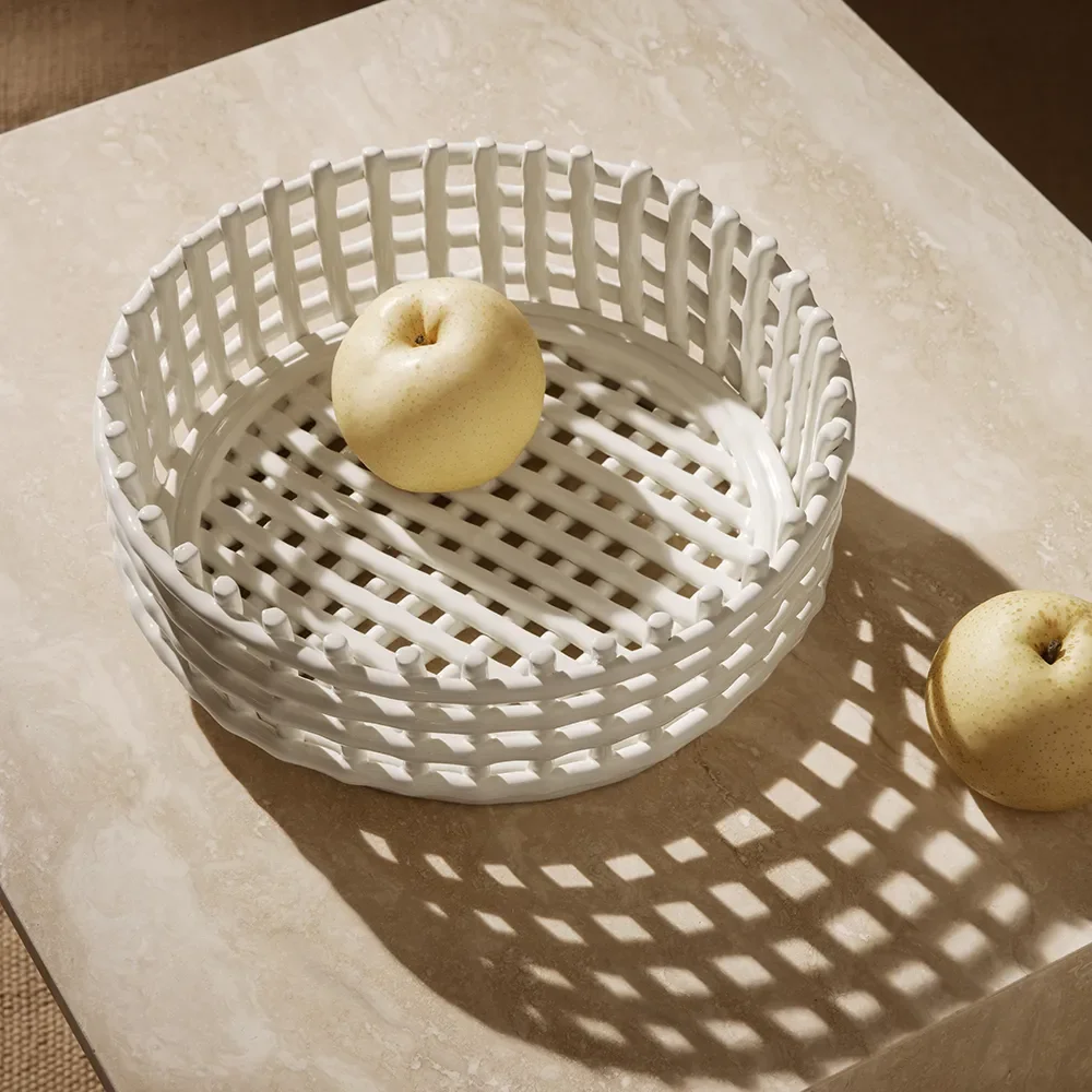 Ceramic Flätad skål Off-white