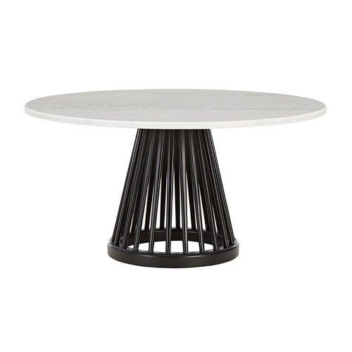 Fan bord svart stenskiva 90 cm vit