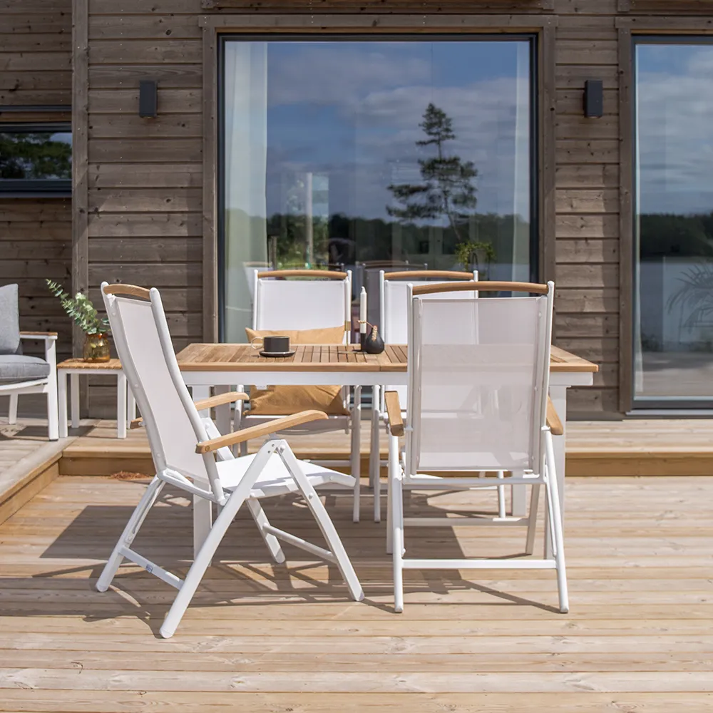 Panama Positionsstol Vit/Teak 2-pack