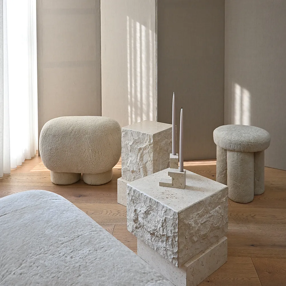 Temple Soffbord lågt - Limestone