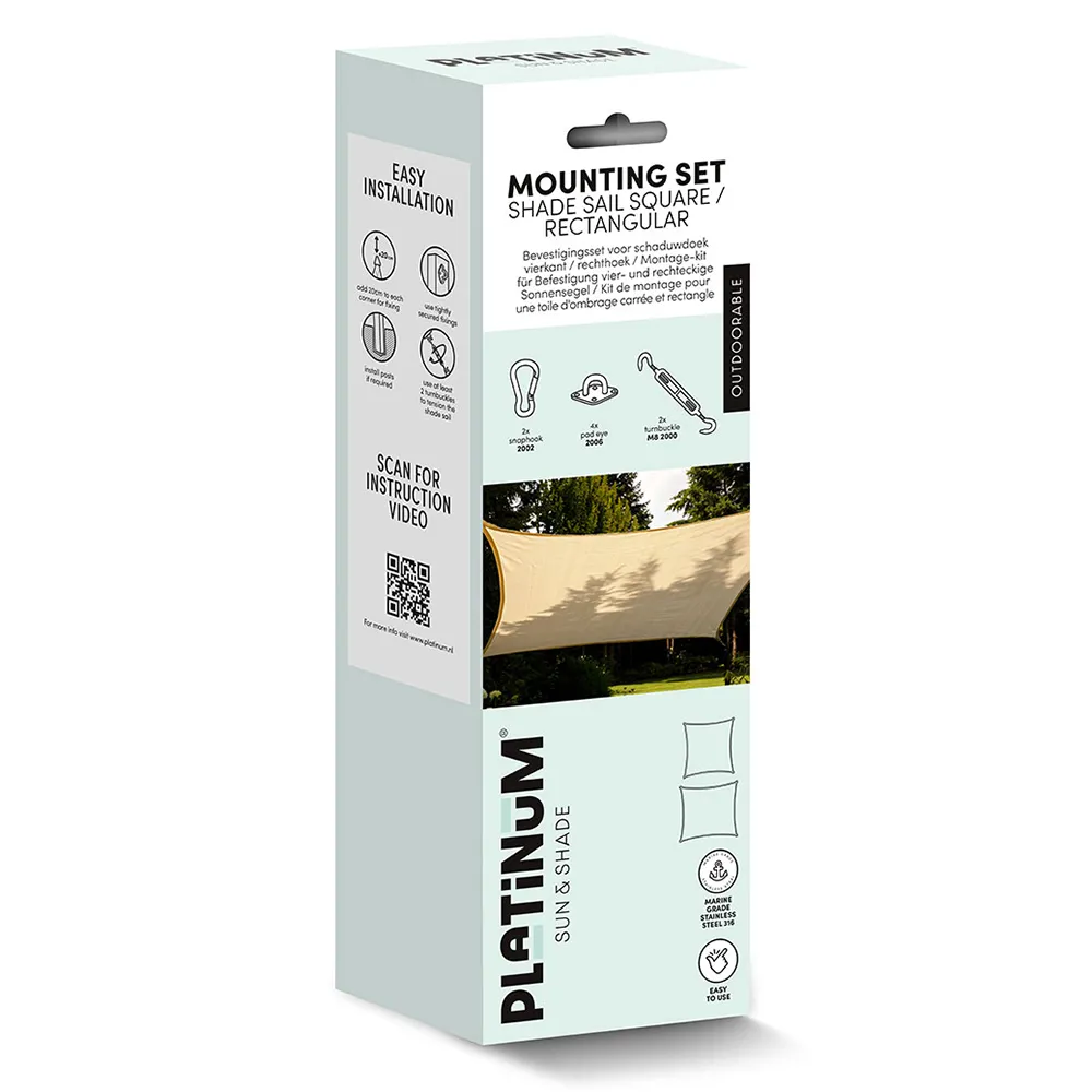 Monteringskit för fyrkantiga solsegel