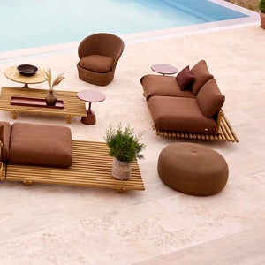Circle fotpall extra stor Umber brown Soft Rope